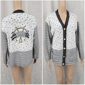 Carole Little St. Tropez Wear Vintage Aspen Ski Sweater Cardigan Women's Medium
